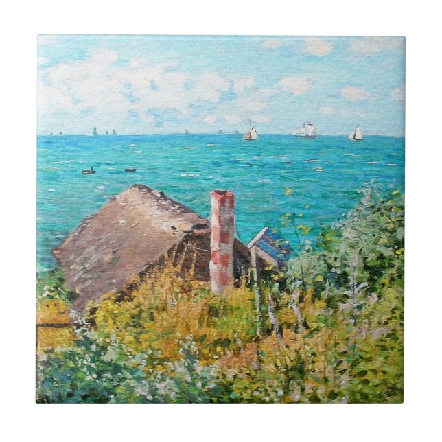 Claude Monet Cabin på Saint-Adresse Fine Art Kakelplatta (Framsidan)