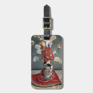 Claude Monet Camille i röd japansk kimono konst Bagagebricka
