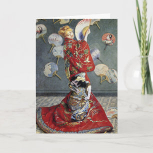 Claude Monet Camille i röd japansk kimono konst Kort