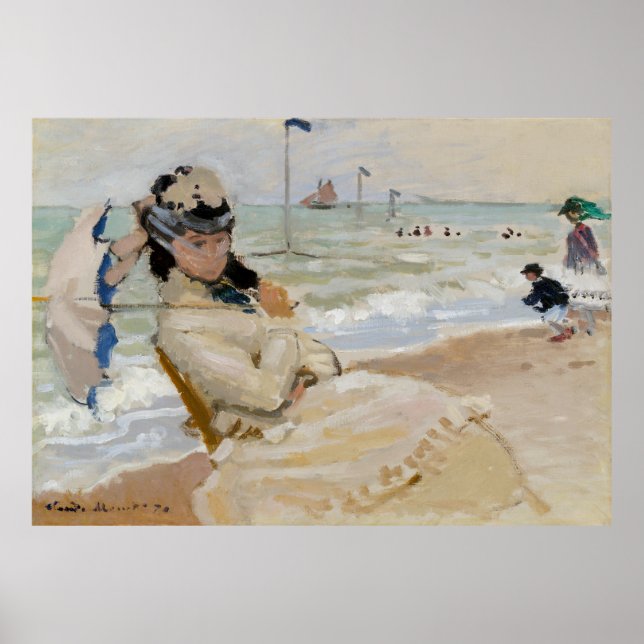 Claude Monet - Camille på stranden vid Trouville Poster (Framsidan)