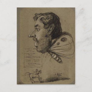 Claude Monet Caricature of Jules Didier c. 1860 Te Vykort