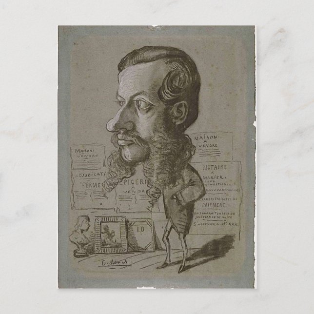 Claude Monet Caricature of L?on Manchon c. 1855-18 Vykort (Framsida)