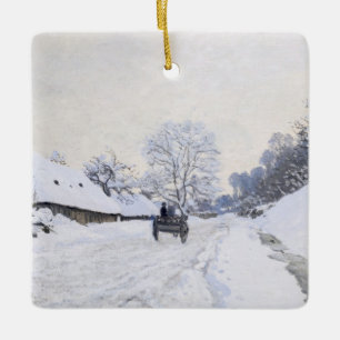 Claude Monet - Cart på Snowy Road i Honfleur Julgransprydnad Keramik