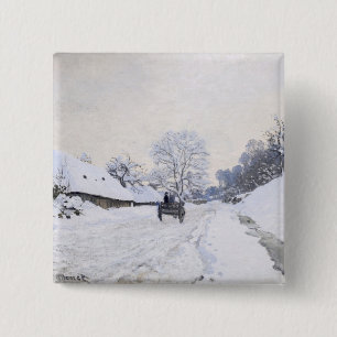 Claude Monet - Cart på Snowy Road i Honfleur Knapp