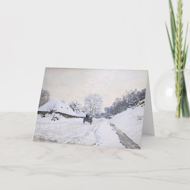 Claude Monet - Cart på Snowy Road i Honfleur Kort (Framsida)