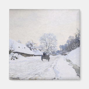 Claude Monet - Cart på Snowy Road i Honfleur Magnet
