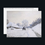 Claude Monet - Cart på Snowy Road i Honfleur Vykort<br><div class="desc">A Cart on the Snowy Road at Honfleur / La Charrette,  route sous la neige a Honfleur - Claude Monet,  Oil on Canvas,  1867</div>