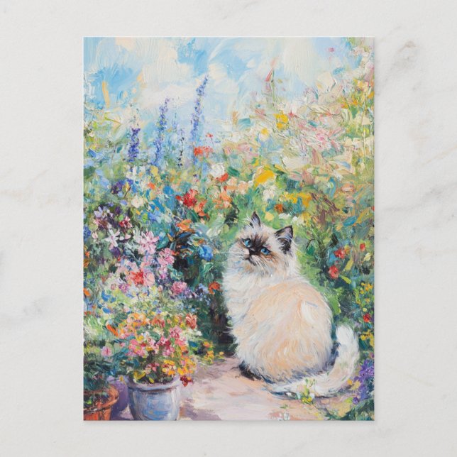 Claude Monet Cat Vintage Postcard Vykort (Framsida)