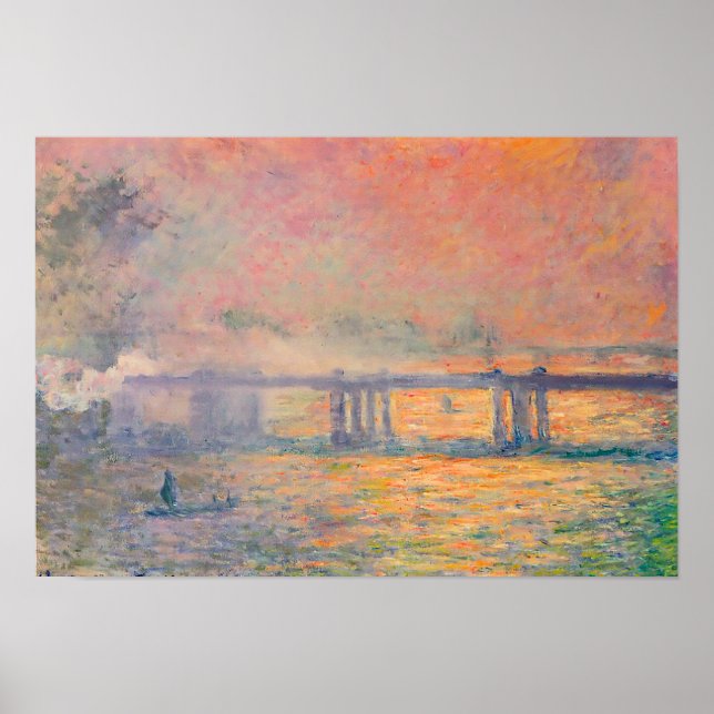 Claude Monet Charing Kor Bridge Poster (Framsidan)