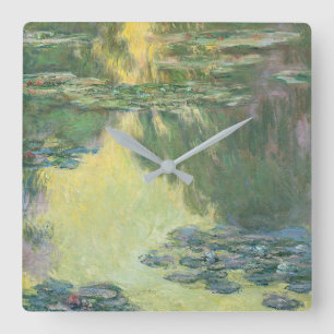 Claude Monet Classic Painting, Waterlilies (1907) Fyrkantig Klocka