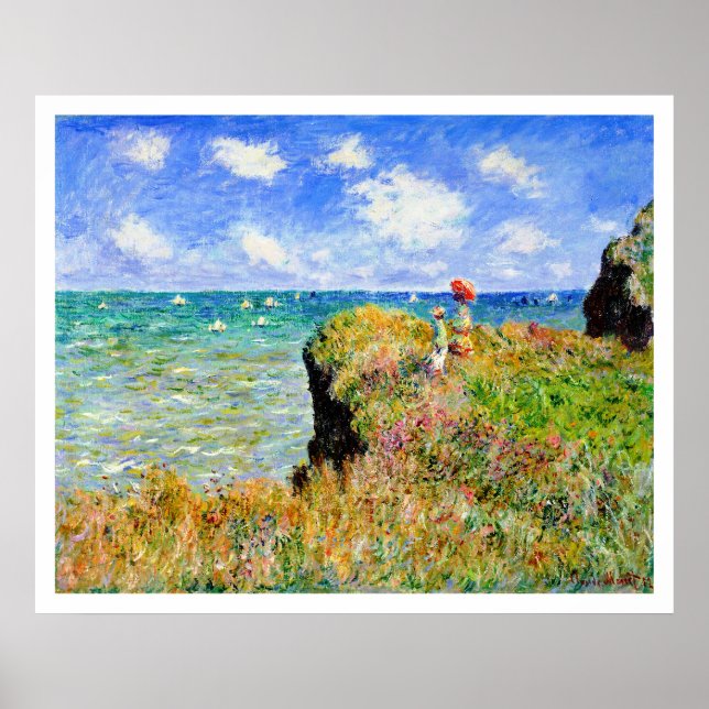 Claude Monet - Cliff Top Walk at Pourville - Impre Poster (Framsidan)