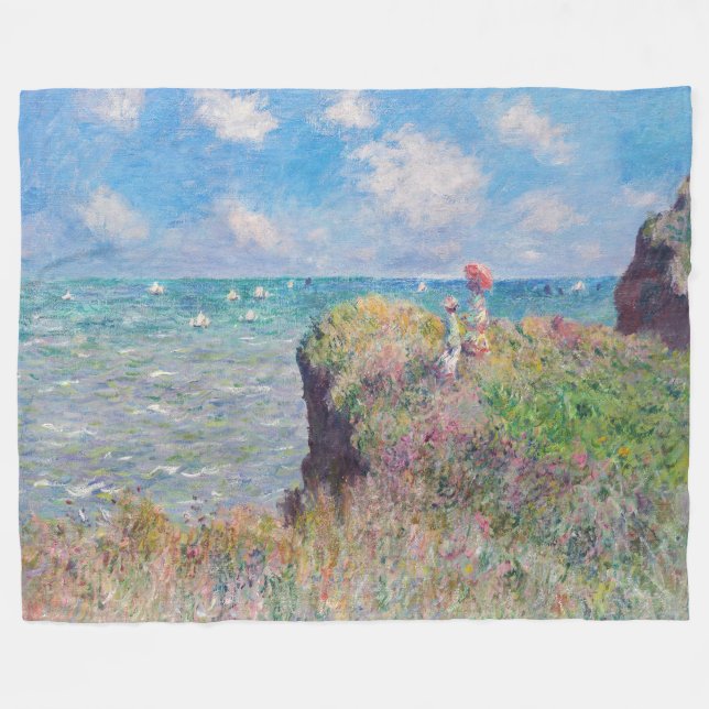 Claude Monet - Cliff Walk i Pourville Fleecefilt (Framsidan (Horisontell))