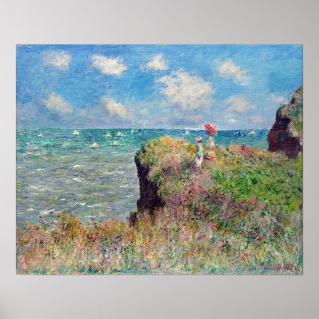 Claude Monet Cliff Walk i Pourville Poster (Framsidan)