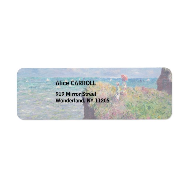 Claude Monet - Cliff Walk i Pourville Returadress Etikett (Framsidan)