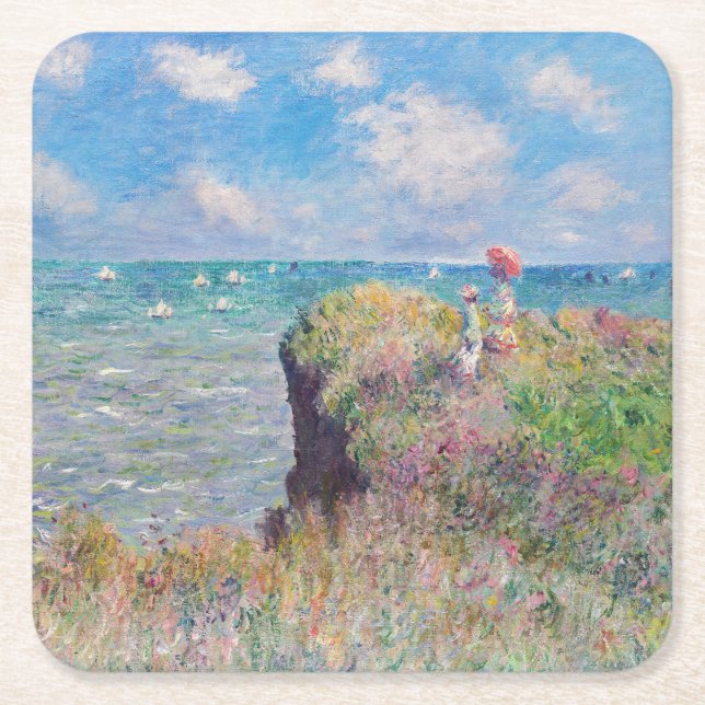 Claude Monet - Cliff Walk i Pourville Underlägg Papper Kvadrat (Framsidan)