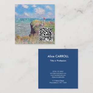 Claude Monet - Cliff Walk vid Pourville - QR-kod Fyrkantigt Visitkort