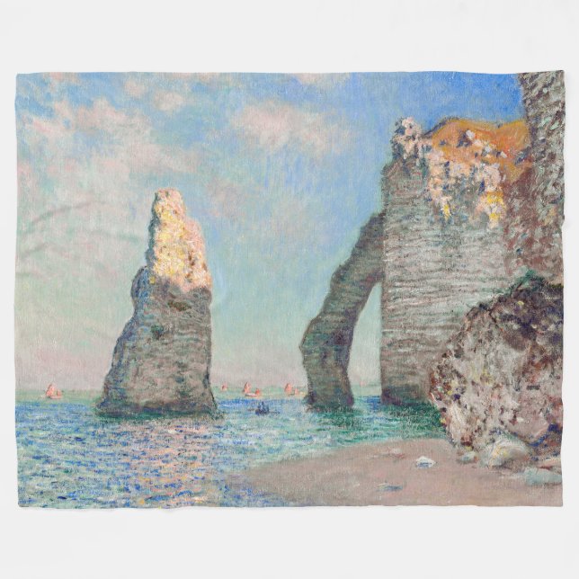 Claude Monet - Cliffs at Etretat Fleecefilt (Framsidan (Horisontell))