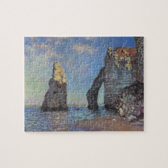 Claude Monet Cliffs vid Etretat Impressionist Pain Pussel (Horisontell)