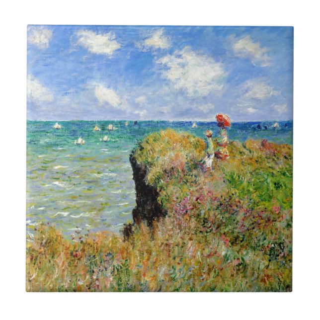 Claude Monet Clifftop går Kakelplatta (Framsidan)