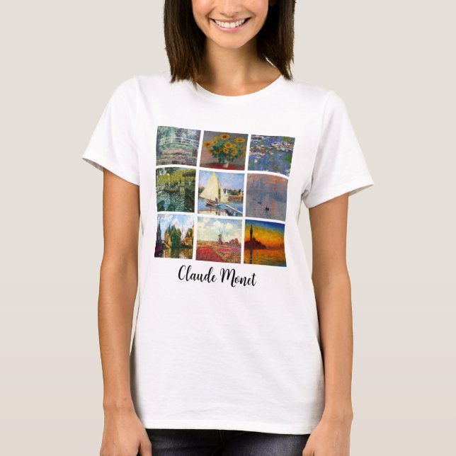 Claude Monet Collage Personlig Art Skriv ut T Shirt (Framsida)