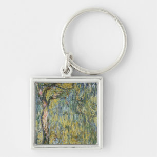 Claude Monet den stora pilen på Giverny, 1918 Fyrkantig Silverfärgad Nyckelring