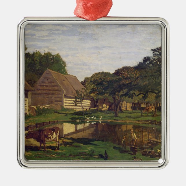 Claude Monet | en Farmyard i Normandy Julgransprydnad Metall (Framsidan)