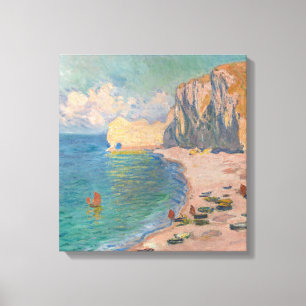 Claude Monet - Etretat: Beach och Falaise d'Bland Canvastryck