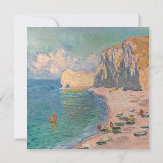Claude Monet - Etretat: Beach och Falaise d'Bland Inbjudningar (Framsida)