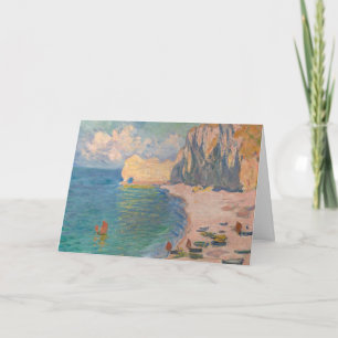 Claude Monet - Etretat: Beach och Falaise d'Bland Kort