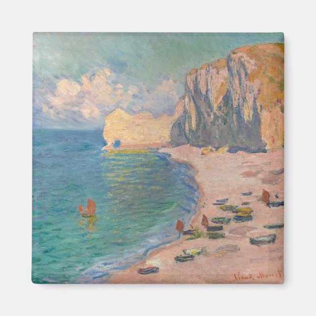 Claude Monet - Etretat: Beach och Falaise d'Bland Magnet (Framsidan)