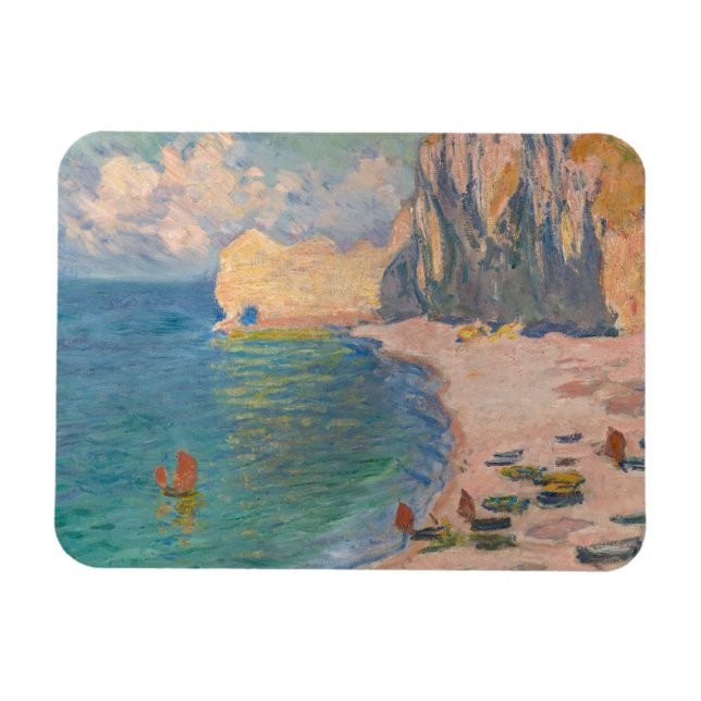 Claude Monet - Etretat: Beach och Falaise d'Bland Magnet (Horisontell)