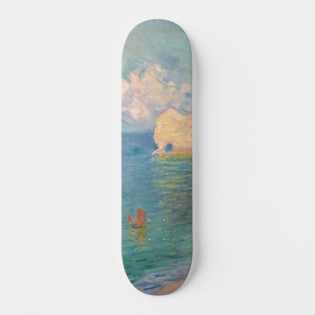 Claude Monet - Etretat: Beach och Falaise d'Bland Mini Skateboard Bräda 18,5 Cm (Framsida)