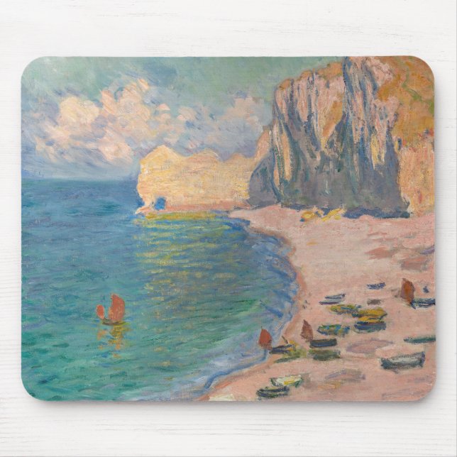 Claude Monet - Etretat: Beach och Falaise d'Bland Musmatta (Framsidan)