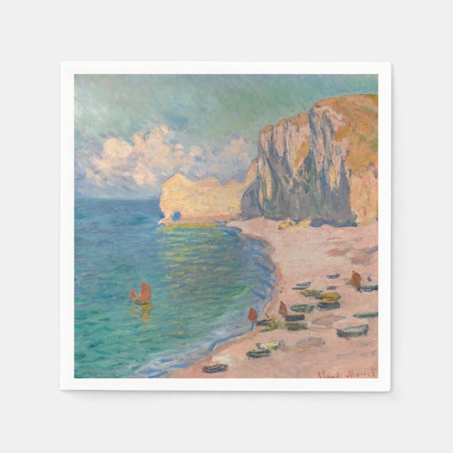 Claude Monet - Etretat: Strand och Falaise d'Amont Pappersservett (Framsidan)