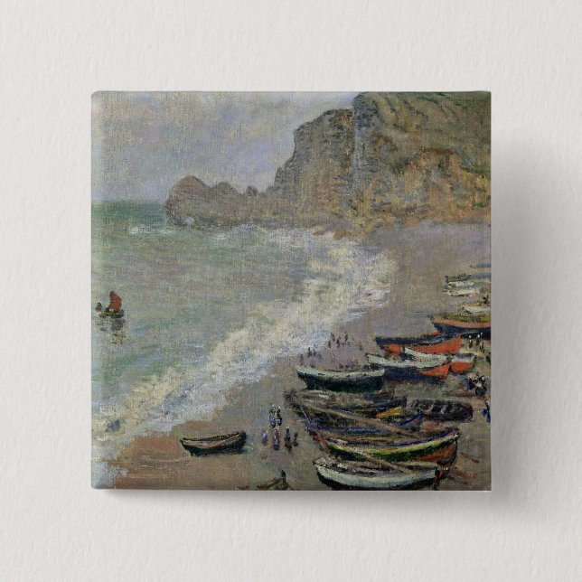 Claude Monet | Etretat, strand och Porte d'Amont Knapp (Framsida)