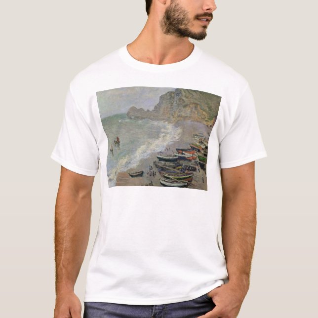 Claude Monet | Etretat, strand och Porte d'Amont T Shirt (Framsida)