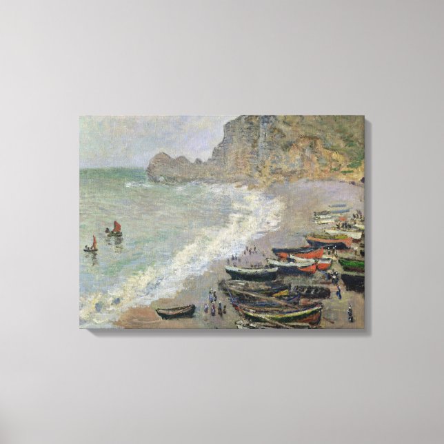 Claude Monet | Etretat, strand och Porte d'Bland t Canvastryck (Framsida)