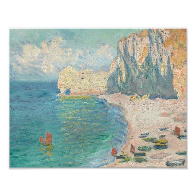 Claude Monet - Etretat - The Beach and Falaise Fototryck (Framsidan)