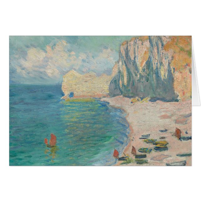 Claude Monet - Etretat - The Beach and Falaise Hälsningskort (Framsidan Horizontal)