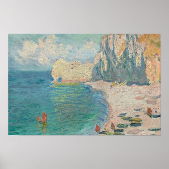Claude Monet - Etretat - The Beach and Falaise Poster (Framsidan)