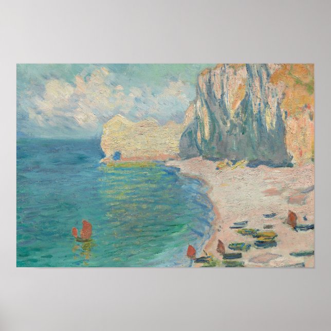 Claude Monet - Etretat - The Beach and the Falaise Poster (Framsidan)