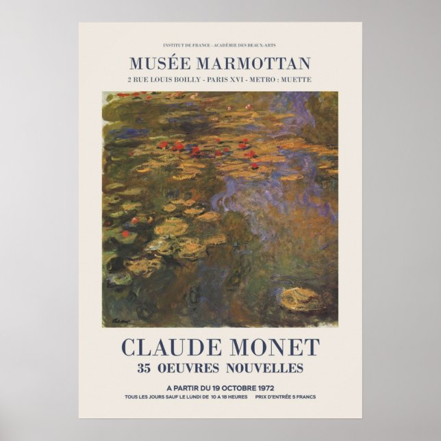 Claude Monet Exhibition som annonserar en konstuts Poster (Framsidan)