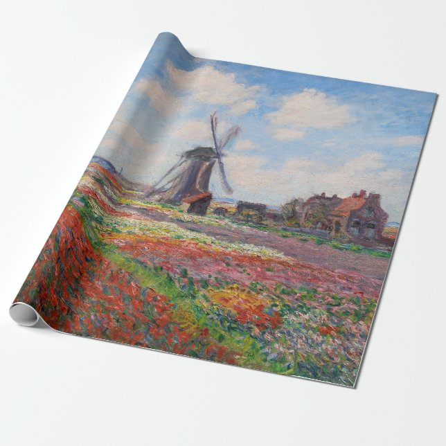 Claude Monet - Fält i Tulips i Nederländerna Presentpapper (Utrullad)