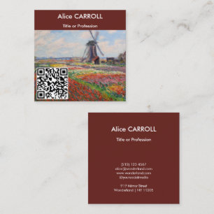 Claude Monet - Fält i Tulips, Nederländerna - QR-k Fyrkantigt Visitkort