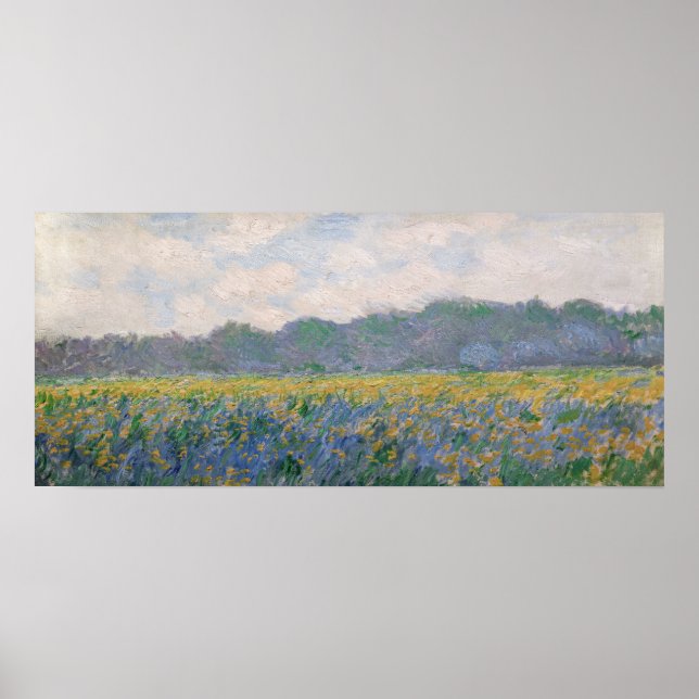 Claude Monet - Fält med gula irisar vid Giverny Poster (Framsidan)