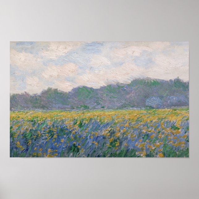 Claude Monet - Fält med gula irisar vid Giverny Poster (Framsidan)