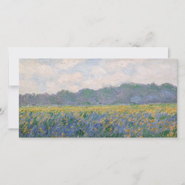 Claude Monet - Fält med gula irisar vid Giverny Tack Kort (Framsida)
