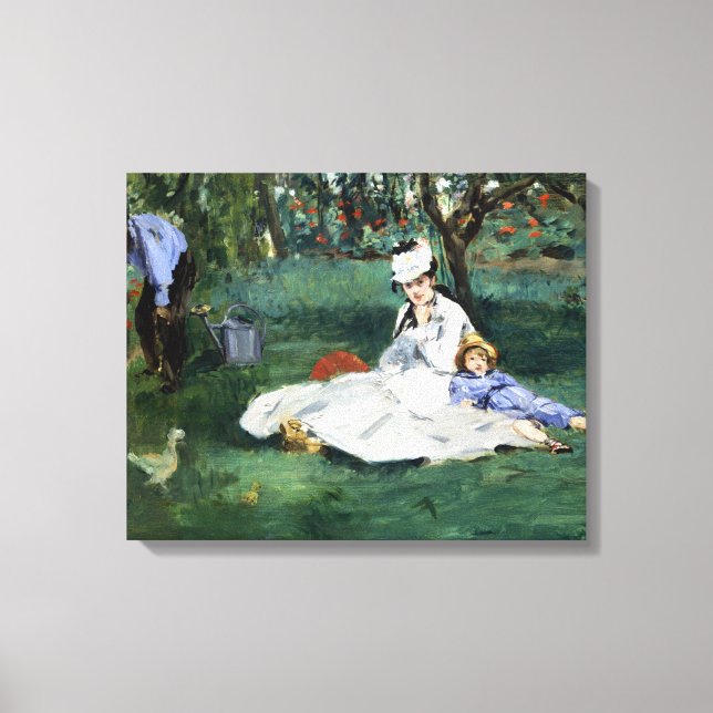 Claude Monet-familjen i sin trädgård Canvastryck (Framsida)