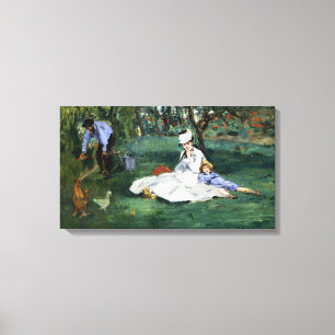 Claude Monet-familjen i sin trädgård Canvastryck