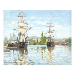 Claude Monet. Fartyg på Seine i Rouen Fototryck